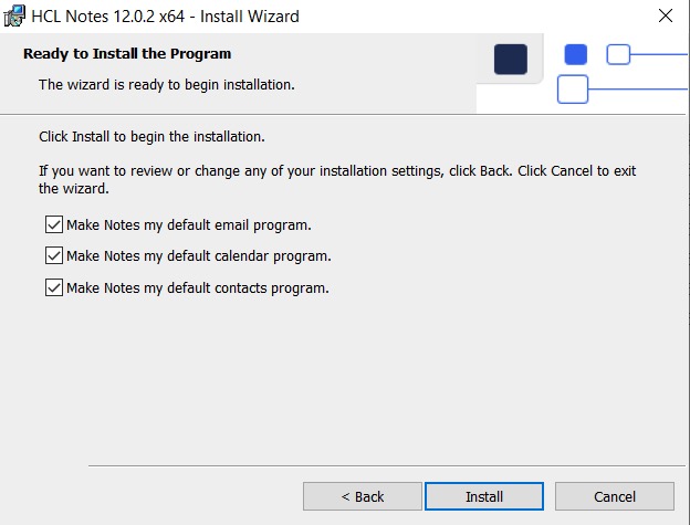 Ready to Install the Program screen